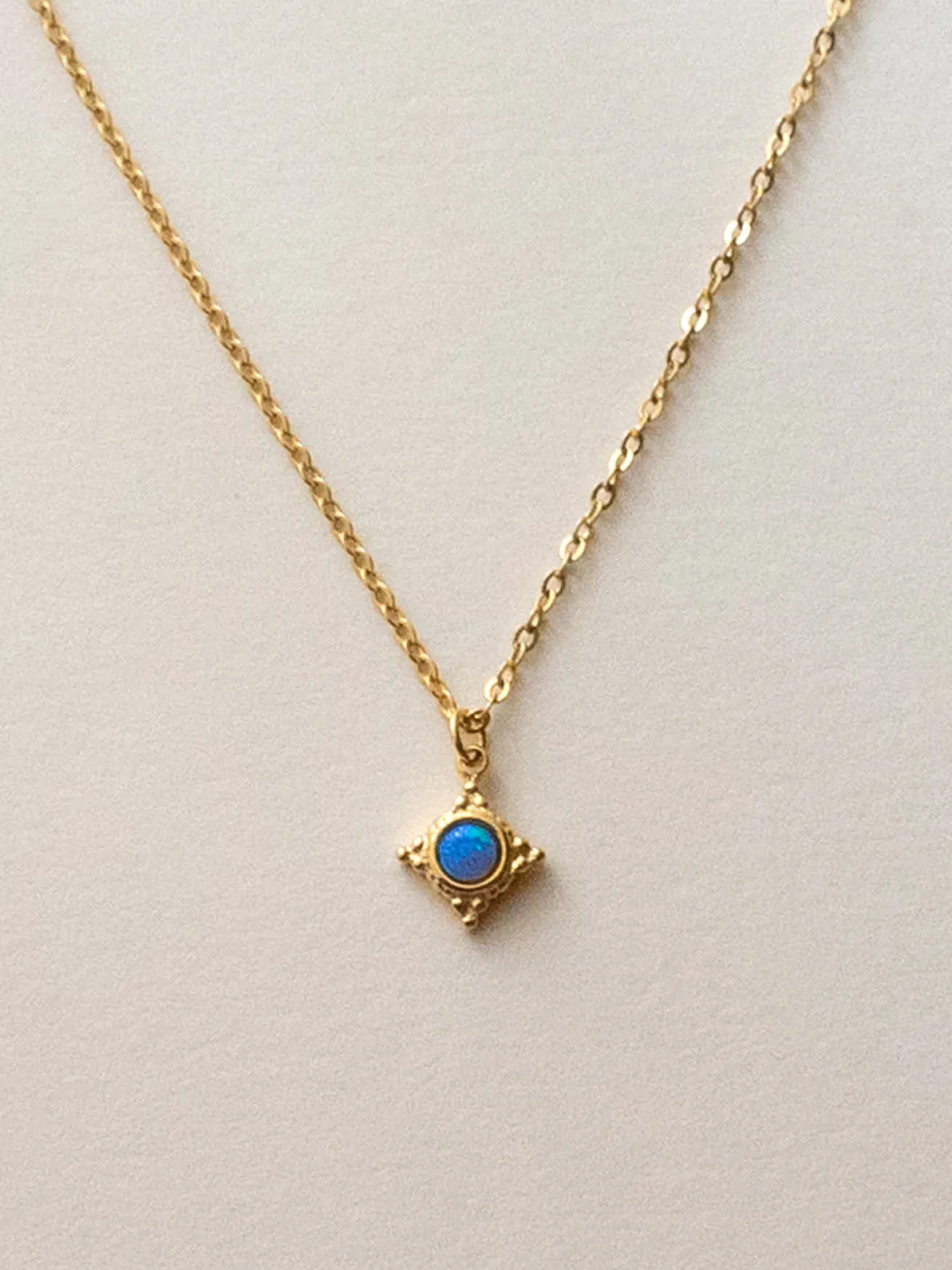 Opal Pendant Huggies - Cerulean Blue
