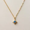 Opal Pendant Necklace - Cerulean Blue, Stainless Steel