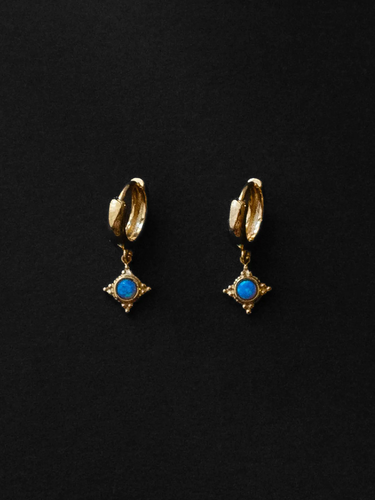 Opal Pendant Necklace - Cerulean Blue, Stainless Steel