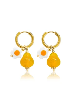 Orange Pear Hoops with Eggy Flowers