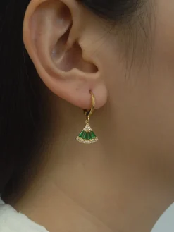 Origami Earrings - Green *18K Gold-plated