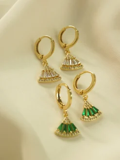 Origami Earrings - Green *18K Gold-plated
