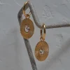 Oval Gemstone Pendant Hoops - Clear
