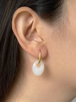 Oval Jade Pendant Earrings
