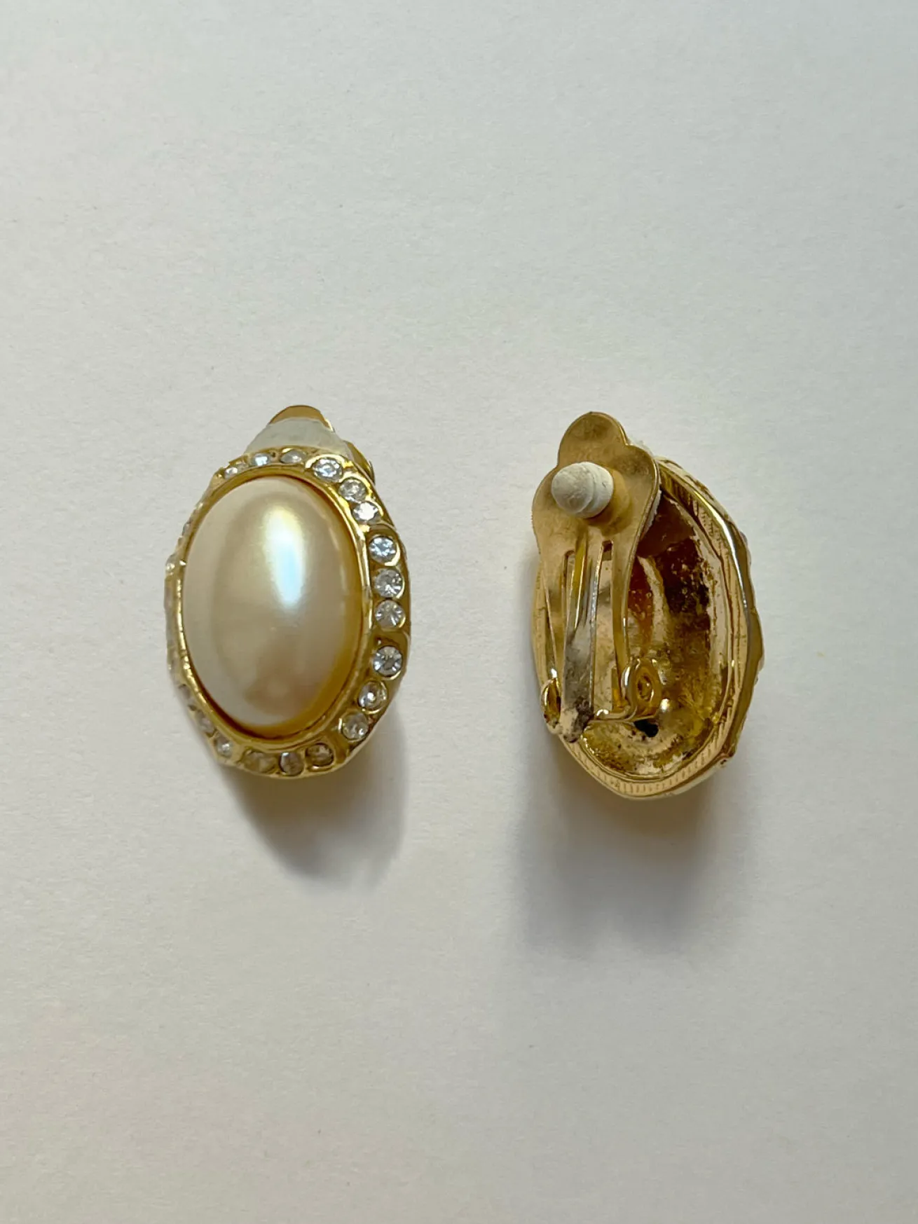Oval Pearl and Gemstones Clip-Ons (Vintage)