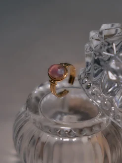Oval Stone Crystal Ring - Amethyst/Purple