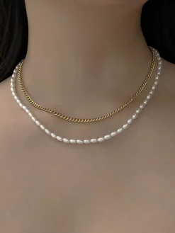 Pearl & Chain Layered Necklace