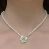 Pearl Choker With Flower Pendant