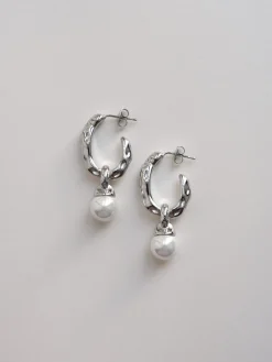 Pearl Drop Earrings - Silver