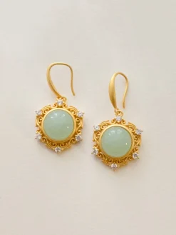 Pentagonal Jade Pendant Earrings