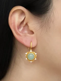 Pentagonal Jade Pendant Earrings