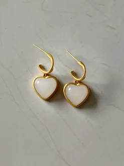 Perfect Heart Jade Hoop Earrings