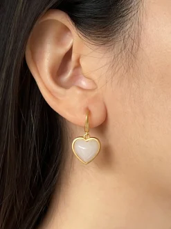 Perfect Heart Jade Hoop Earrings