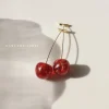 Petit MIKA Floral Cherry Earrings - Red *Gold-plated stems