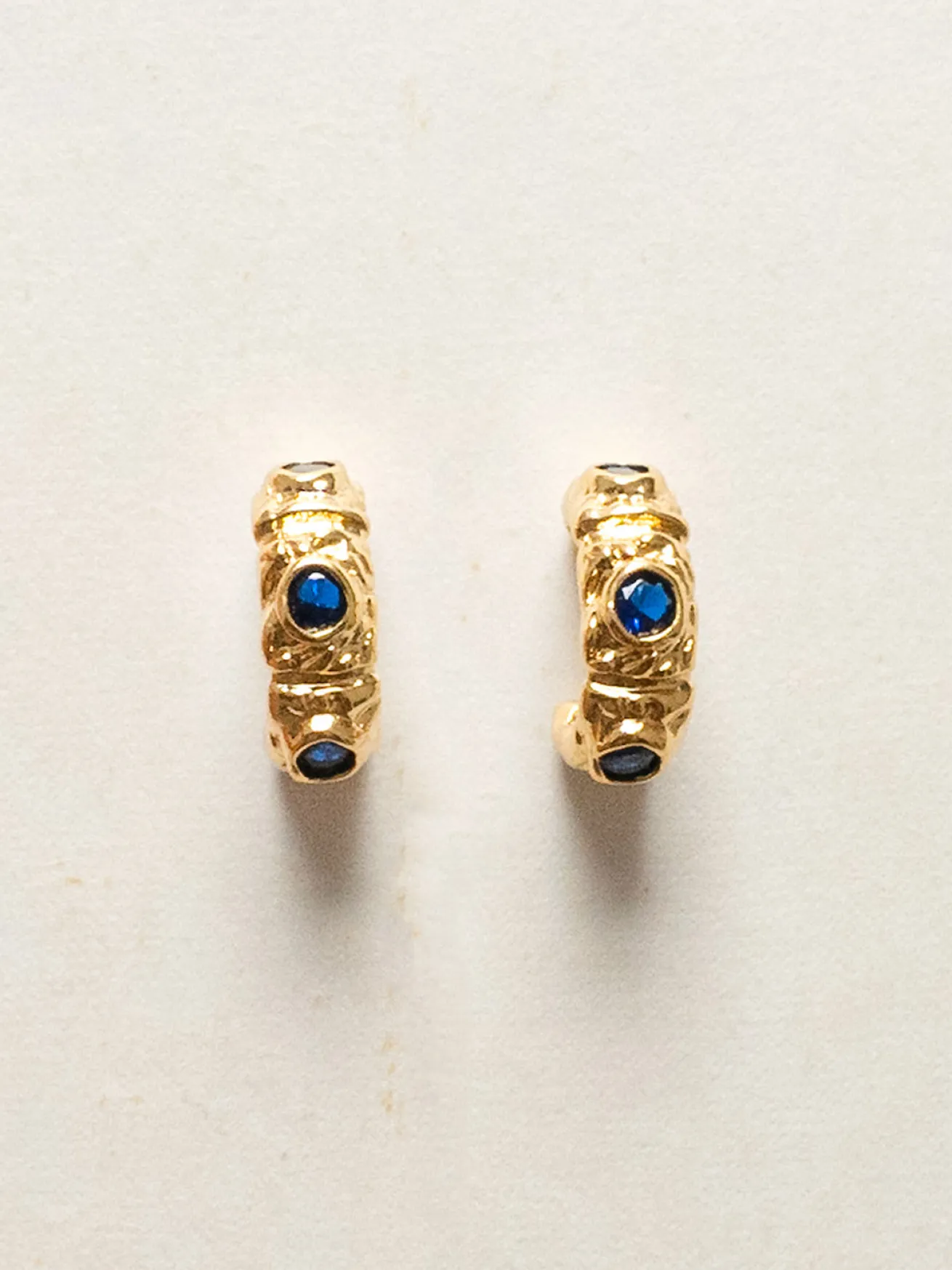 Petite Baroque Gem-encrusted Hoops - Royal Blue
