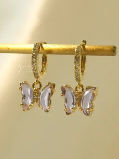 Petite Butterfly Huggies - Lilac *14K Gold-plated