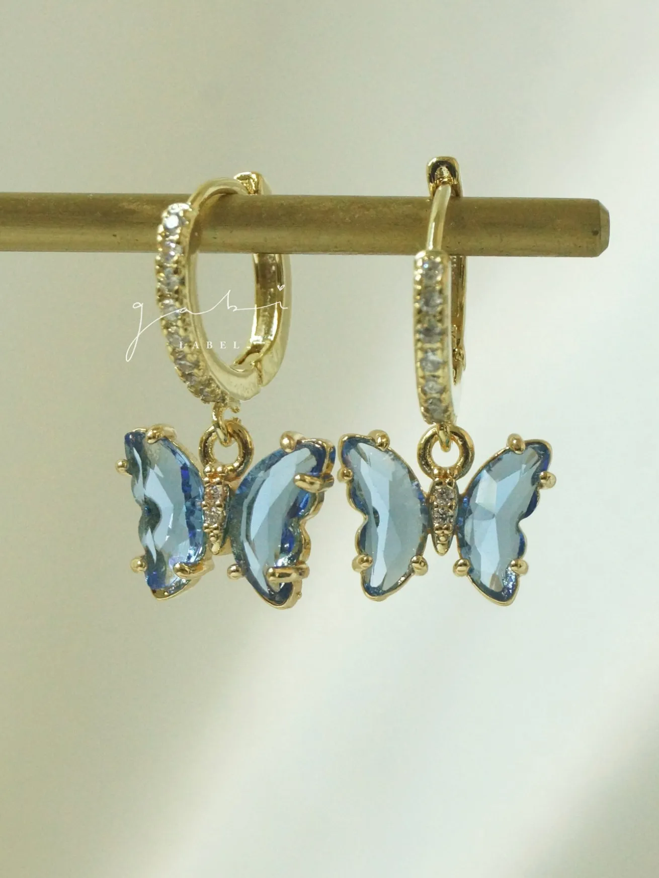 Petite Butterfly Huggies - Cornflower Blue *14K Gold-plated
