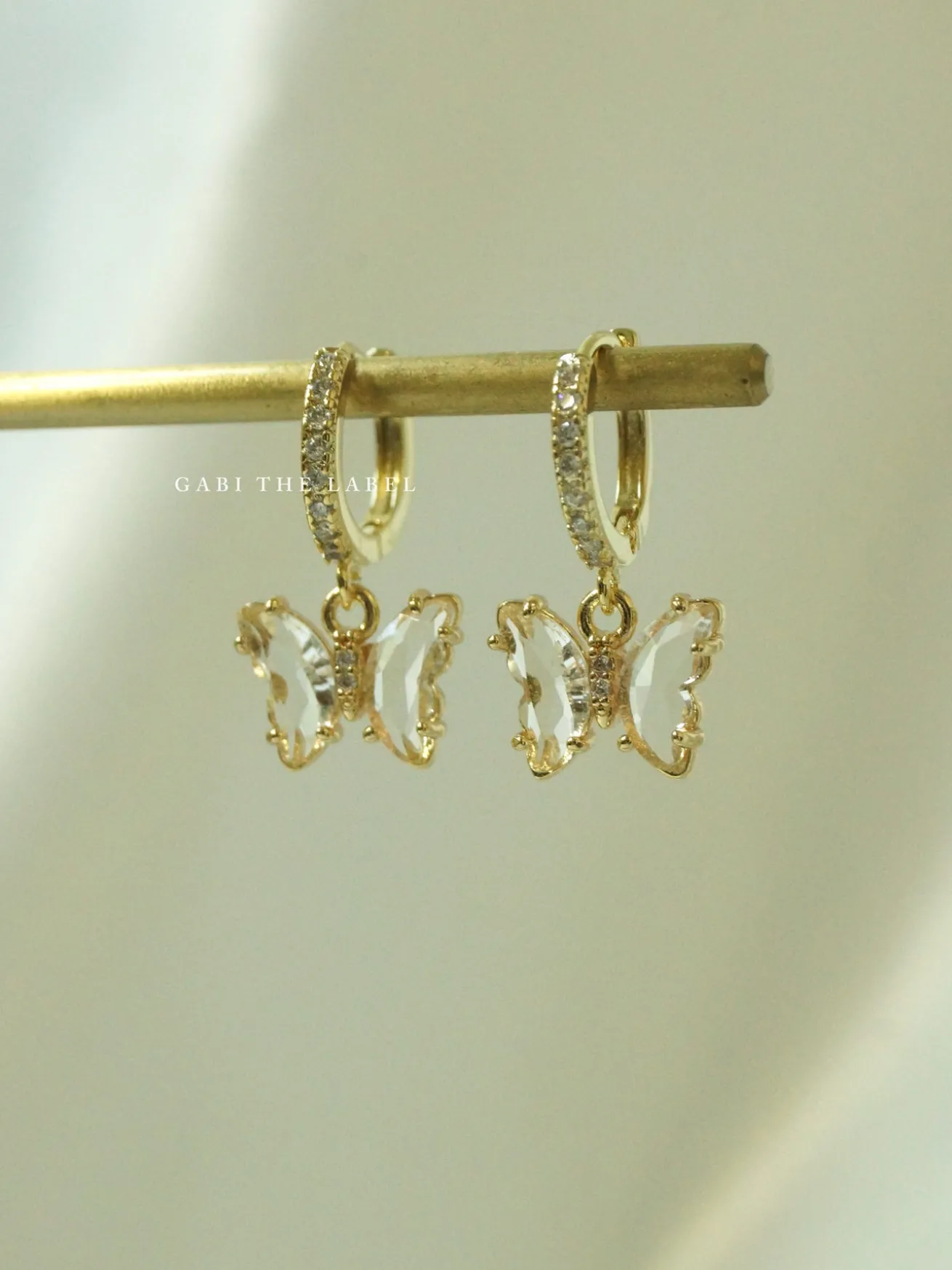 Petite Butterfly Huggies - Clear *14K Gold-plated