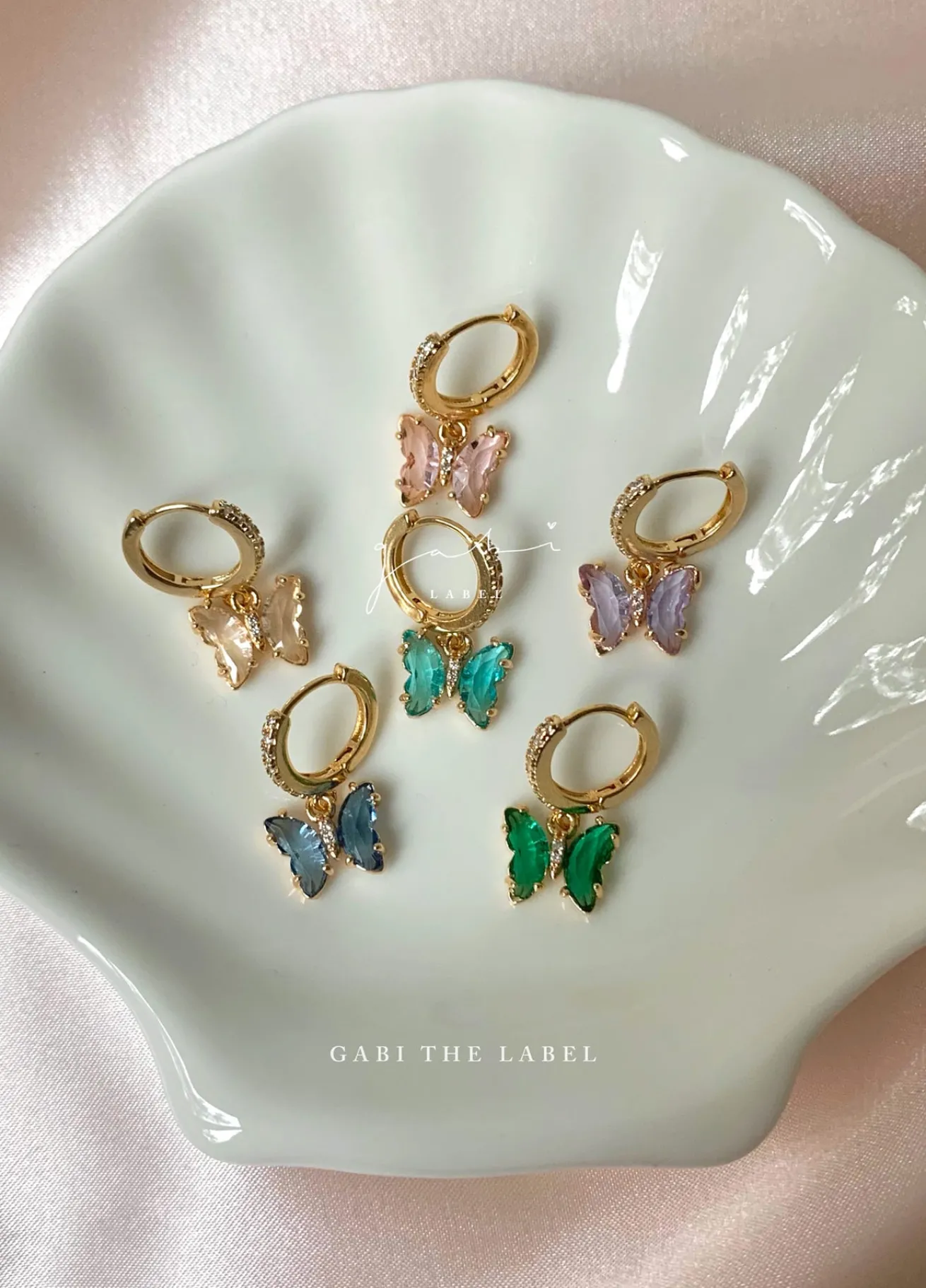 Petite Butterfly Huggies - Aqua *14K Gold-plated