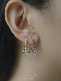 Petite Butterfly Huggies - Cornflower Blue *14K Gold-plated
