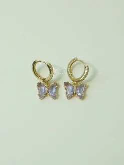 Petite Butterfly Huggies - Lilac *14K Gold-plated