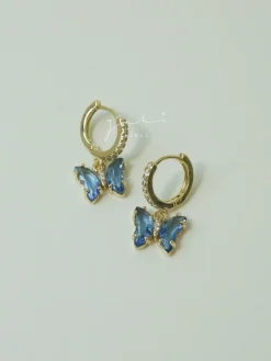 Petite Butterfly Huggies - Cornflower Blue *14K Gold-plated