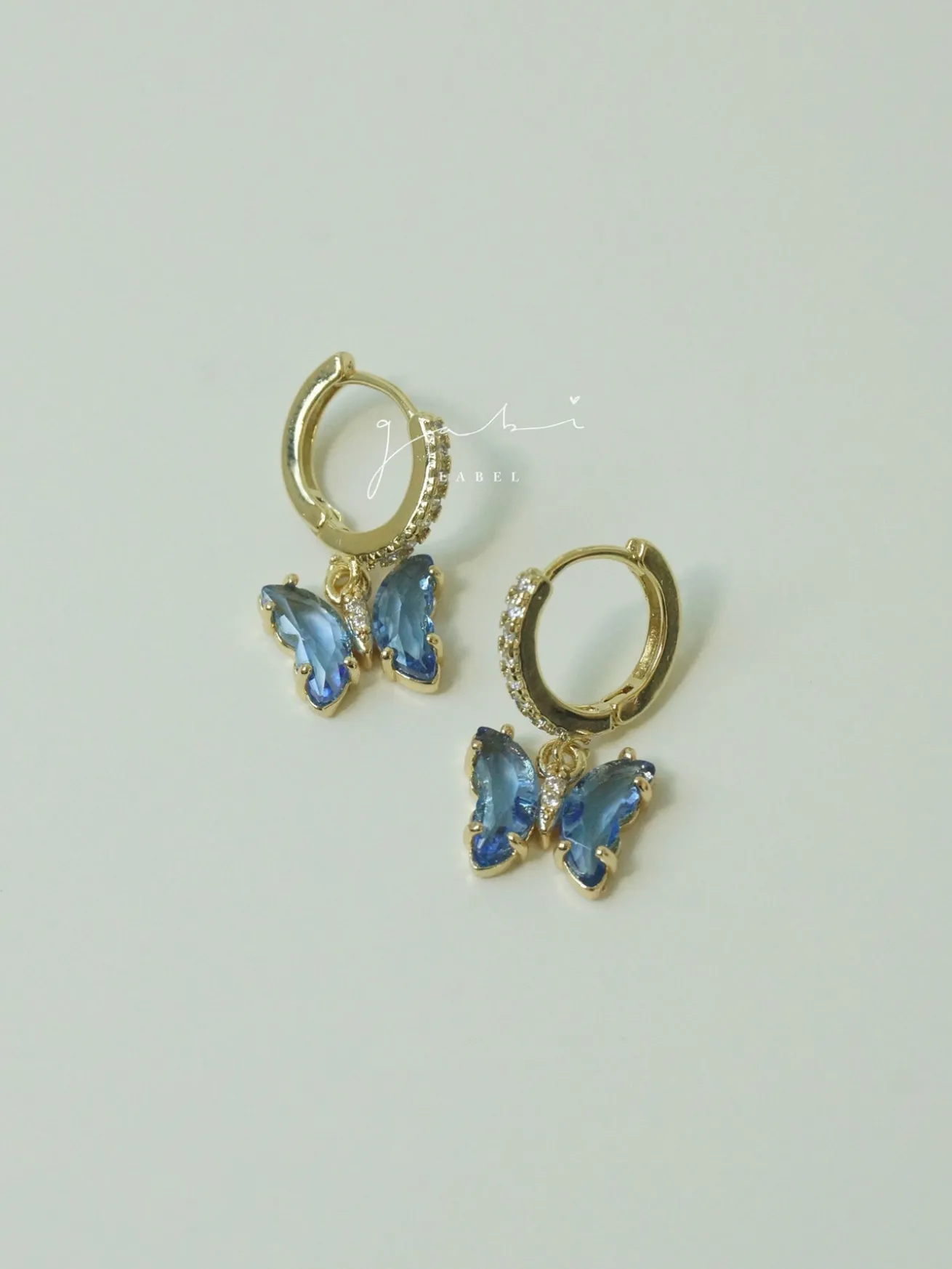 Petite Butterfly Huggies - Cornflower Blue *14K Gold-plated