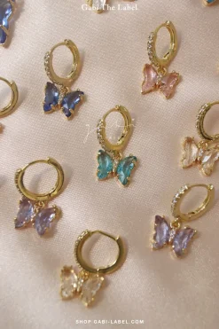 Petite Butterfly Huggies - Pink *14K Gold-plated