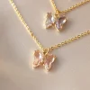 Petite Butterfly Necklace - Pink