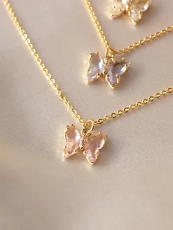 Petite Butterfly Necklace - Pink