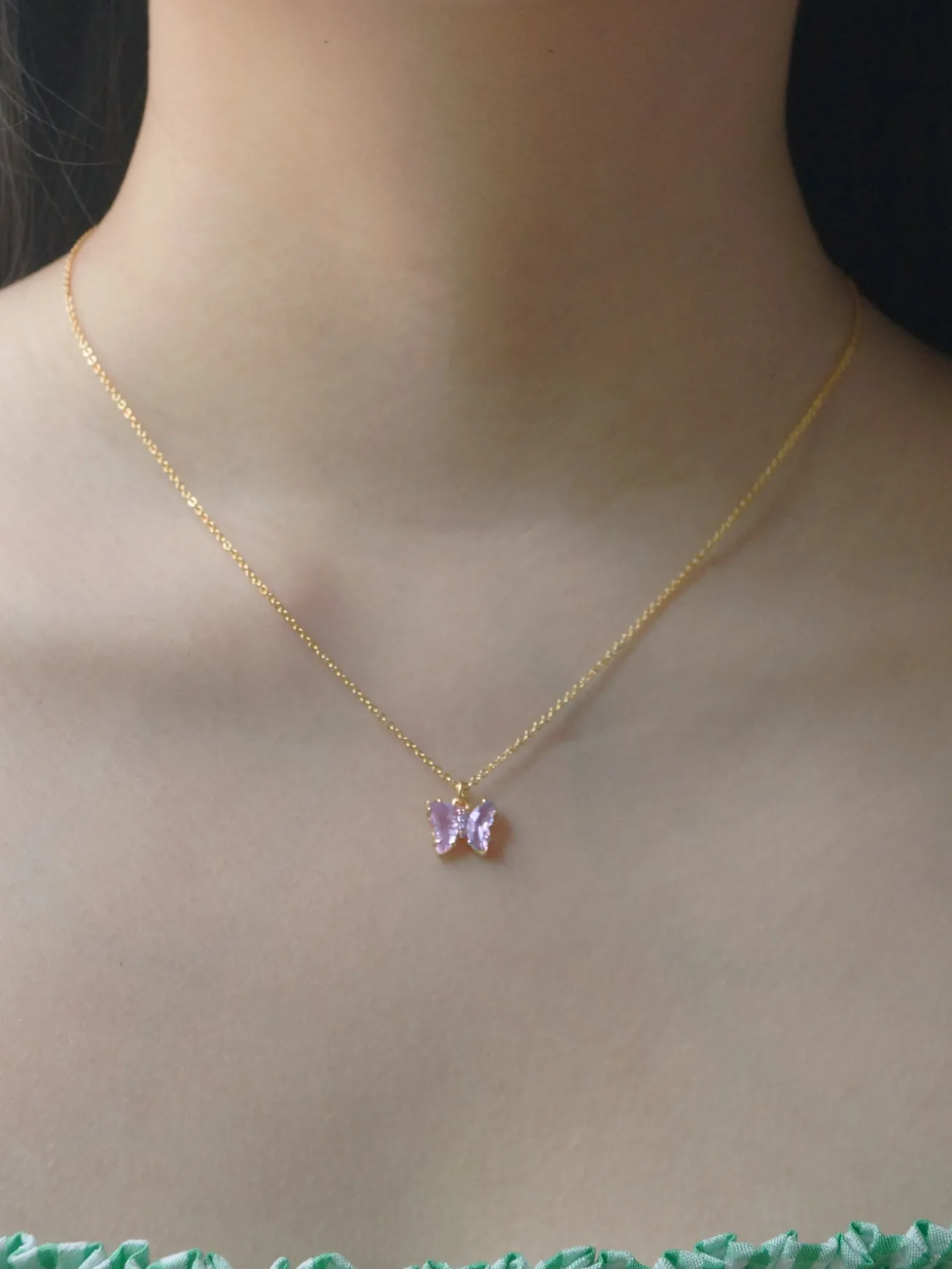 Petite Butterfly Necklace - Lilac