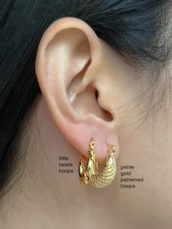 Petite Gold Patterned Hoops