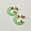 Petite Green Jade Hoops (Gold tone)