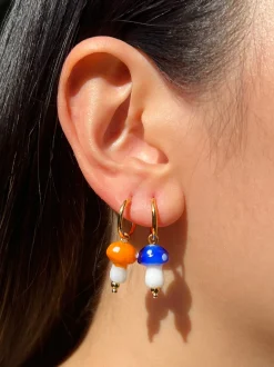 Petite Mushroom Hoops - Blue