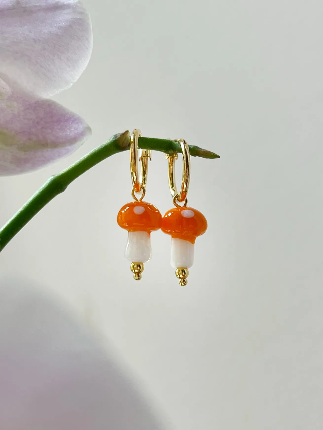 Petite Mushroom Hoops - Orange