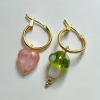 Petite Mushroom Mismatch Hoops - Green