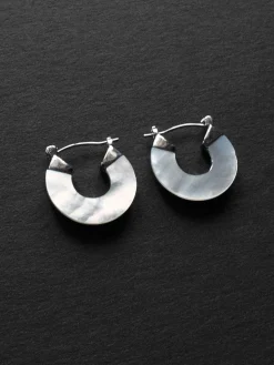 Petite Shell Hoops - Silver