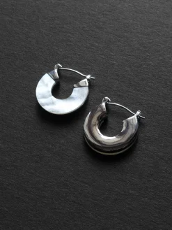Petite Shell Hoops - Silver