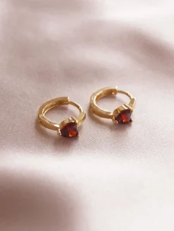 POPPY Huggies - Ruby Red *Gold-plated