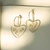 Pressed Flower Heart Hoops - Yellow