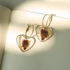 Pressed Flower Heart Hoops - Red