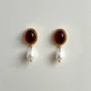 Princess Pearl Earrings - Ruby Red