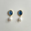 Princess Pearl Earrings - Cornflower Blue