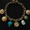 Protection Charms Chunky Gold Bracelet - Turquoise Elements