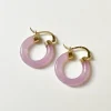 Purple Jade Hoops (Gold tone)
