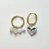 Quirky Mismatched Hoops with Natural Stones - White