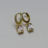 Rectangular Gemstone Pavé Huggies - Clear