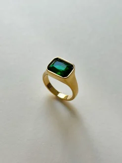 Rectangular Gemstone Ring - Emerald Green