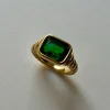 Rectangular Gemstone Twist Ring - Emerald Green
