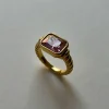 Rectangular Gemstone Twist Ring - Pink